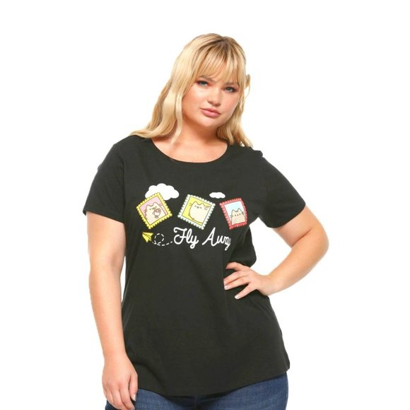 Pusheen Tops - PUSHEEN FLY AWAY GIRLS T-SHIRT PLUS SIZE